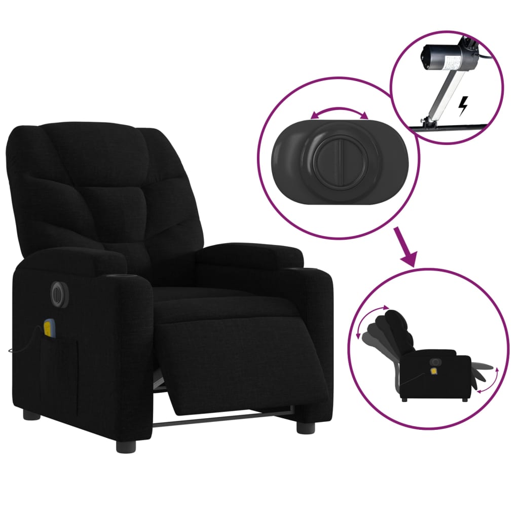 Massagestoel elektrisch verstelbaar stof zwart is nu te koop bij PeponiXL, paradijselijk wonen!
