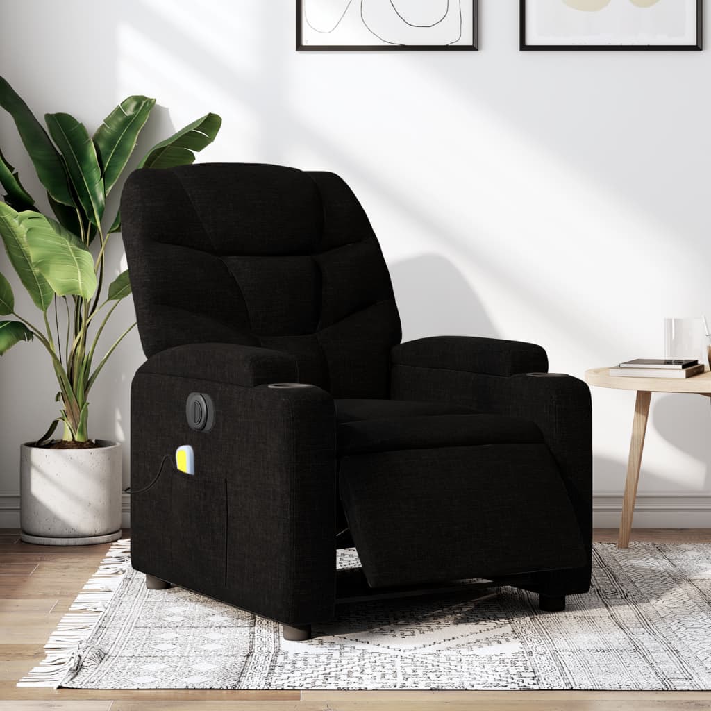 Massagestoel elektrisch verstelbaar stof zwart is nu te koop bij PeponiXL, paradijselijk wonen!