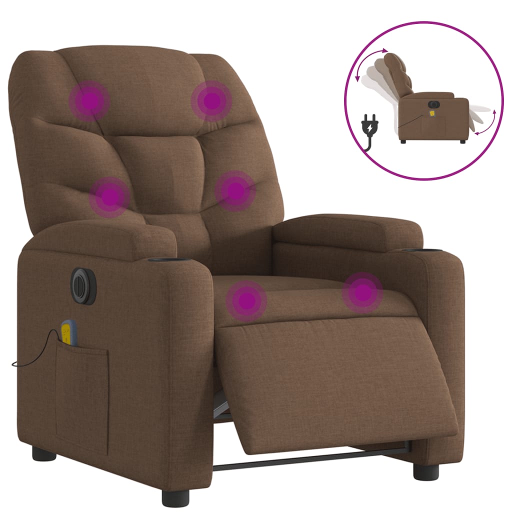 Massagestoel elektrisch verstelbaar stof bruin is nu te koop bij PeponiXL, paradijselijk wonen!