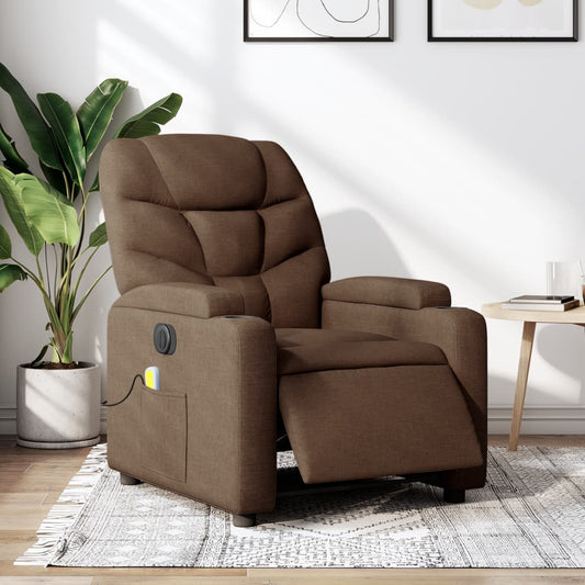 Massagestoel elektrisch verstelbaar stof bruin is nu te koop bij PeponiXL, paradijselijk wonen!