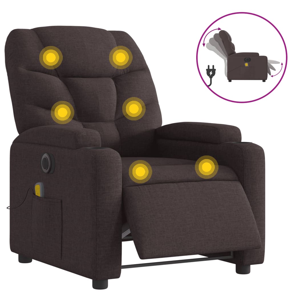Massagestoel elektrisch verstelbaar stof donkerbruin is nu te koop bij PeponiXL, paradijselijk wonen!