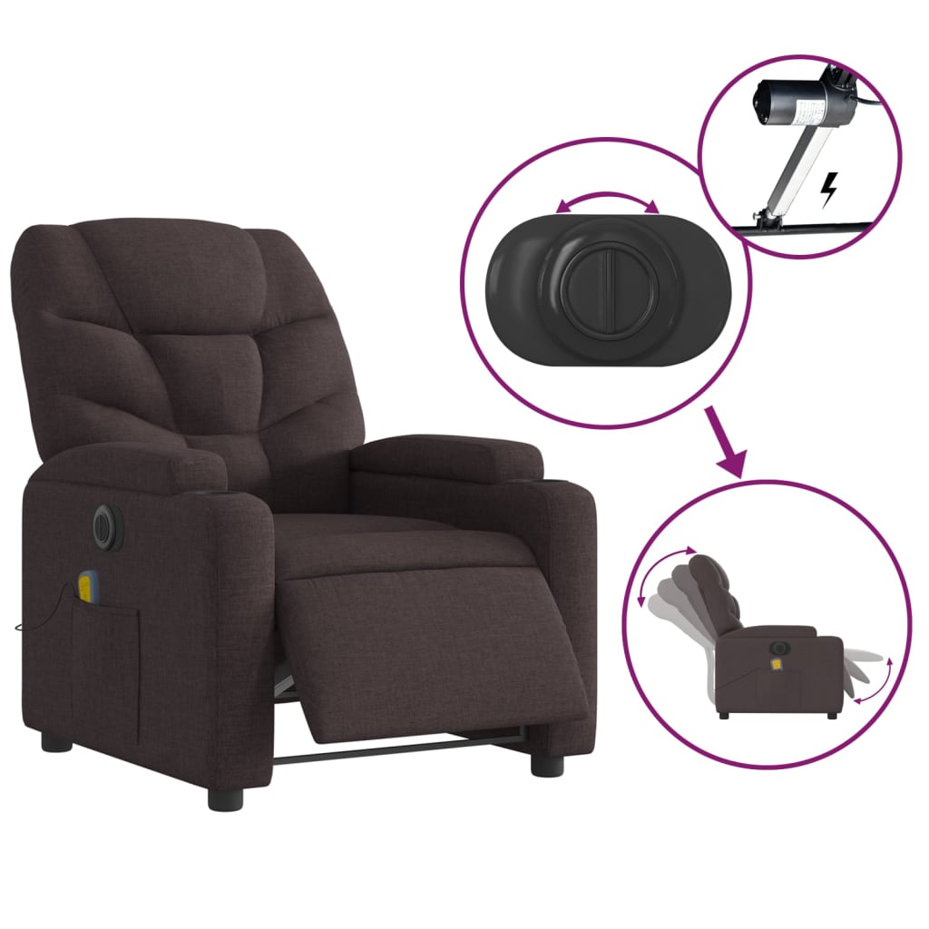 Massagestoel elektrisch verstelbaar stof donkerbruin is nu te koop bij PeponiXL, paradijselijk wonen!