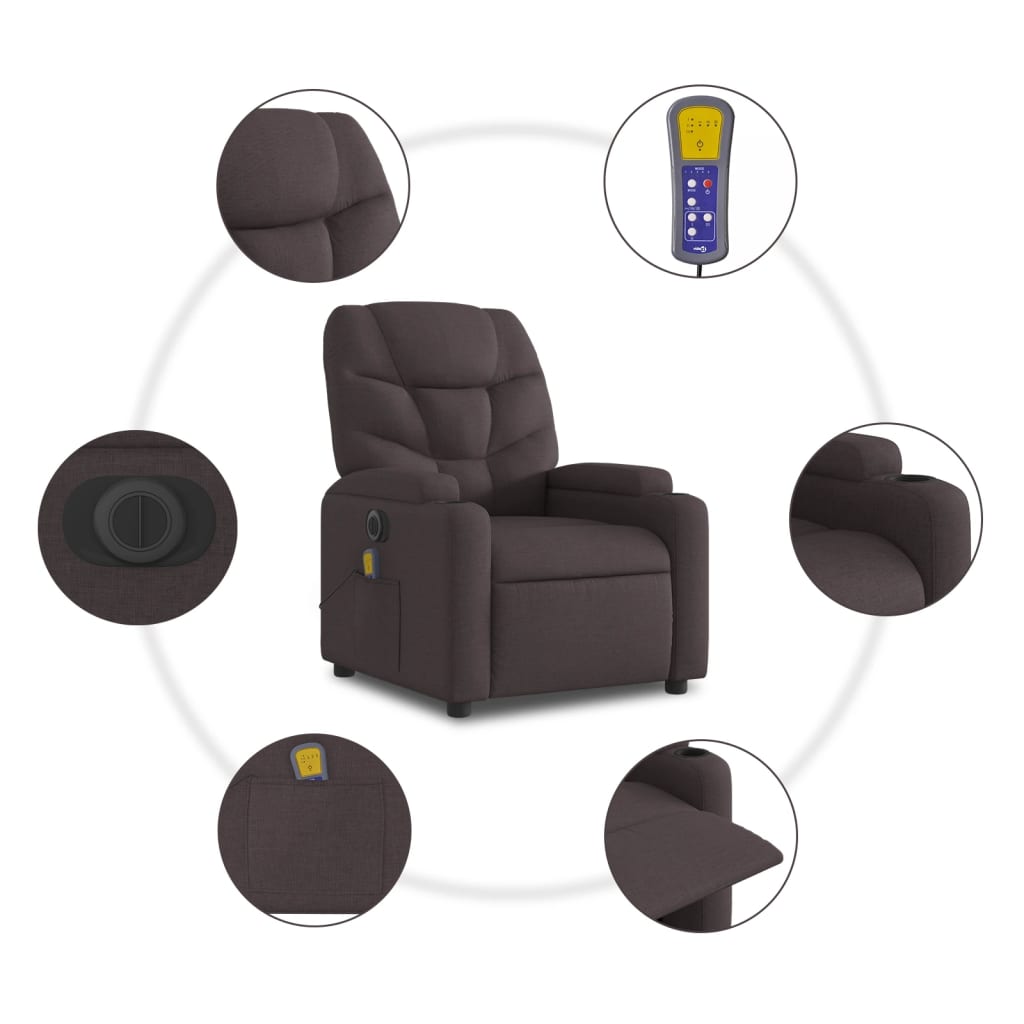 Massagestoel elektrisch verstelbaar stof donkerbruin is nu te koop bij PeponiXL, paradijselijk wonen!