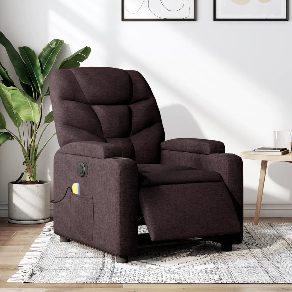 Massagestoel elektrisch verstelbaar stof donkerbruin is nu te koop bij PeponiXL, paradijselijk wonen!