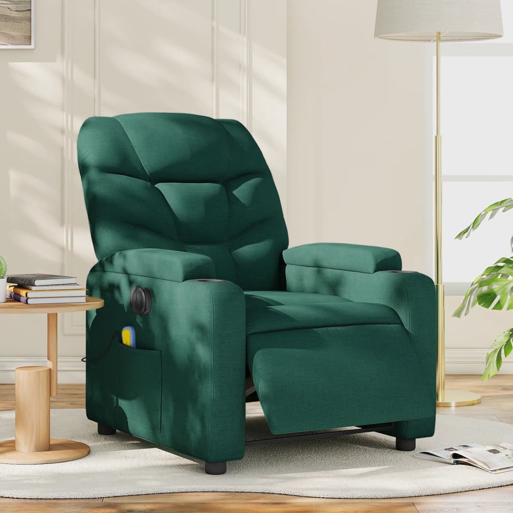 Massagestoel elektrisch verstelbaar stof donkergroen is nu te koop bij PeponiXL, paradijselijk wonen!
