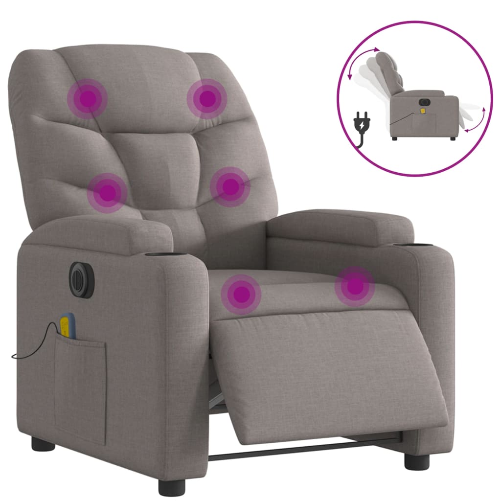 Massagestoel elektrisch verstelbaar stof taupe is nu te koop bij PeponiXL, paradijselijk wonen!