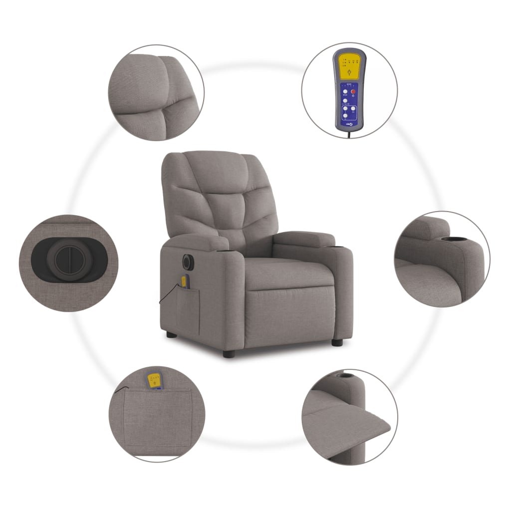 Massagestoel elektrisch verstelbaar stof taupe is nu te koop bij PeponiXL, paradijselijk wonen!