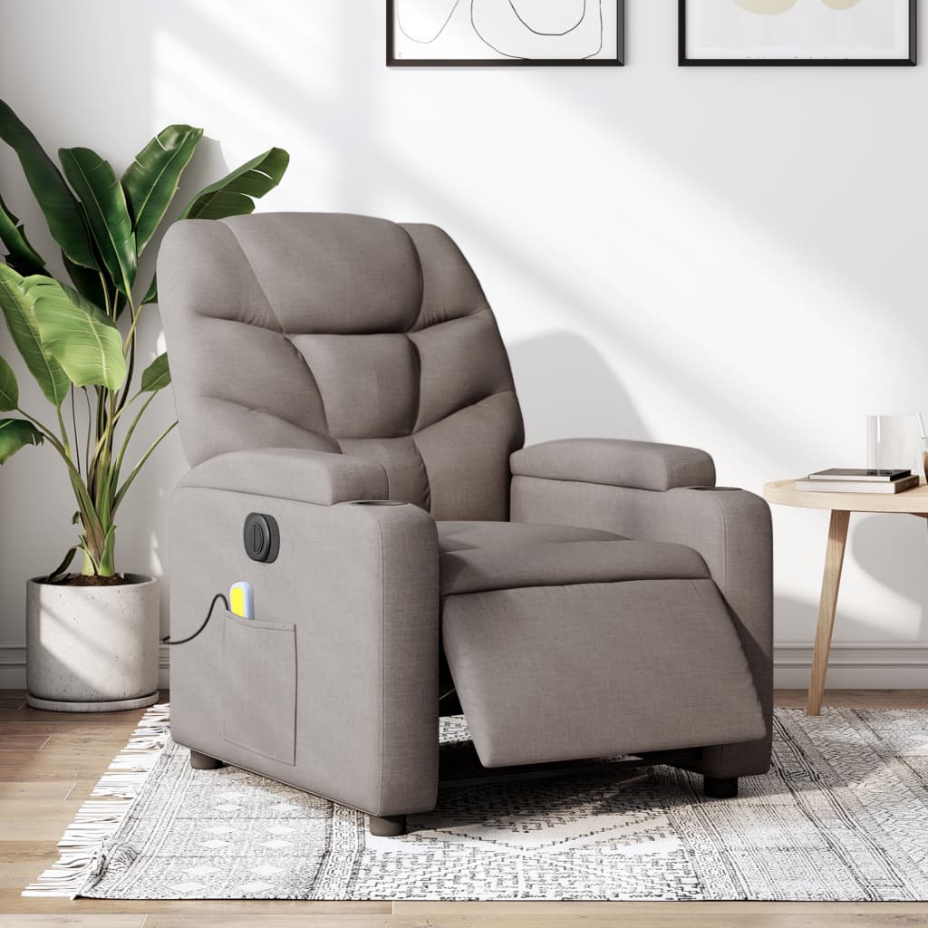 Massagestoel elektrisch verstelbaar stof taupe is nu te koop bij PeponiXL, paradijselijk wonen!