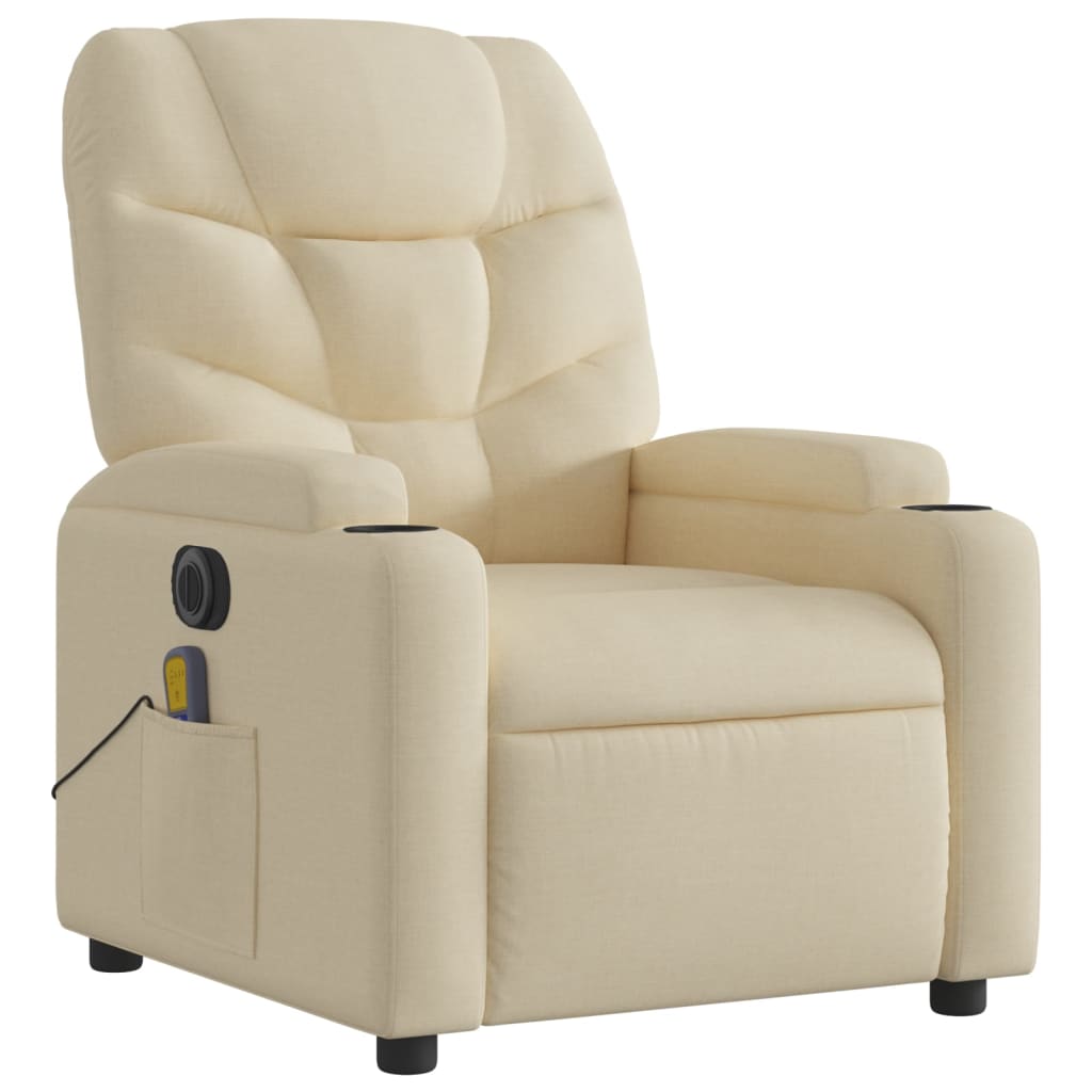 Massagestoel elektrisch verstelbaar stof crèmekleurig is nu te koop bij PeponiXL, paradijselijk wonen!