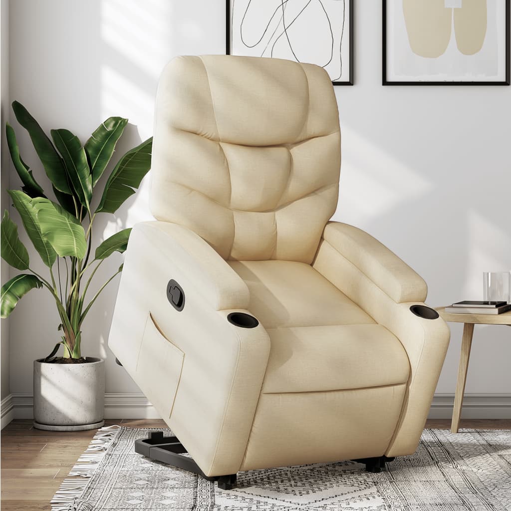 Sta-op-stoel verstelbaar stof crèmekleurig is nu te koop bij PeponiXL, paradijselijk wonen!
