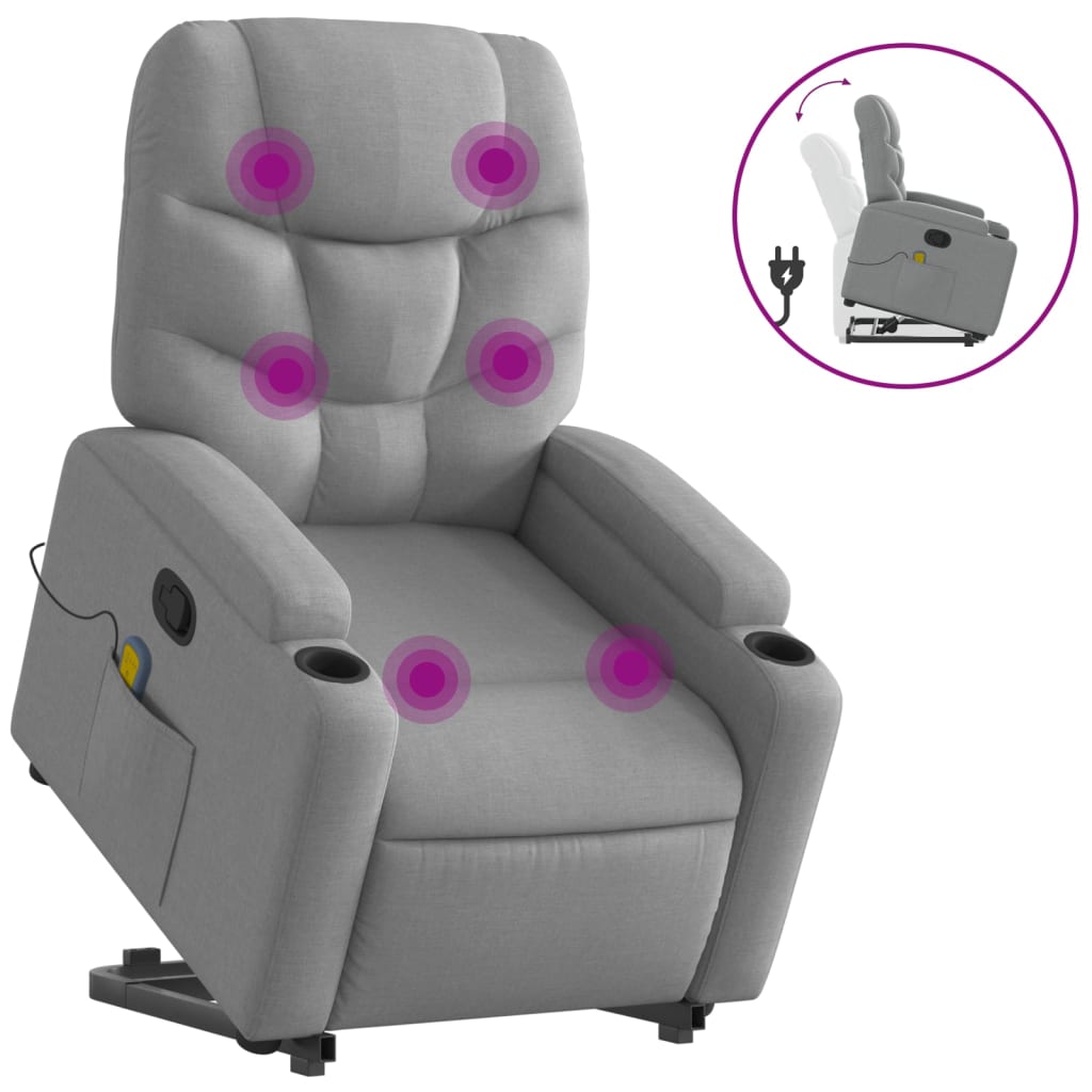 Sta-op-massagestoel verstelbaar stof lichtgrijs is nu te koop bij PeponiXL, paradijselijk wonen!