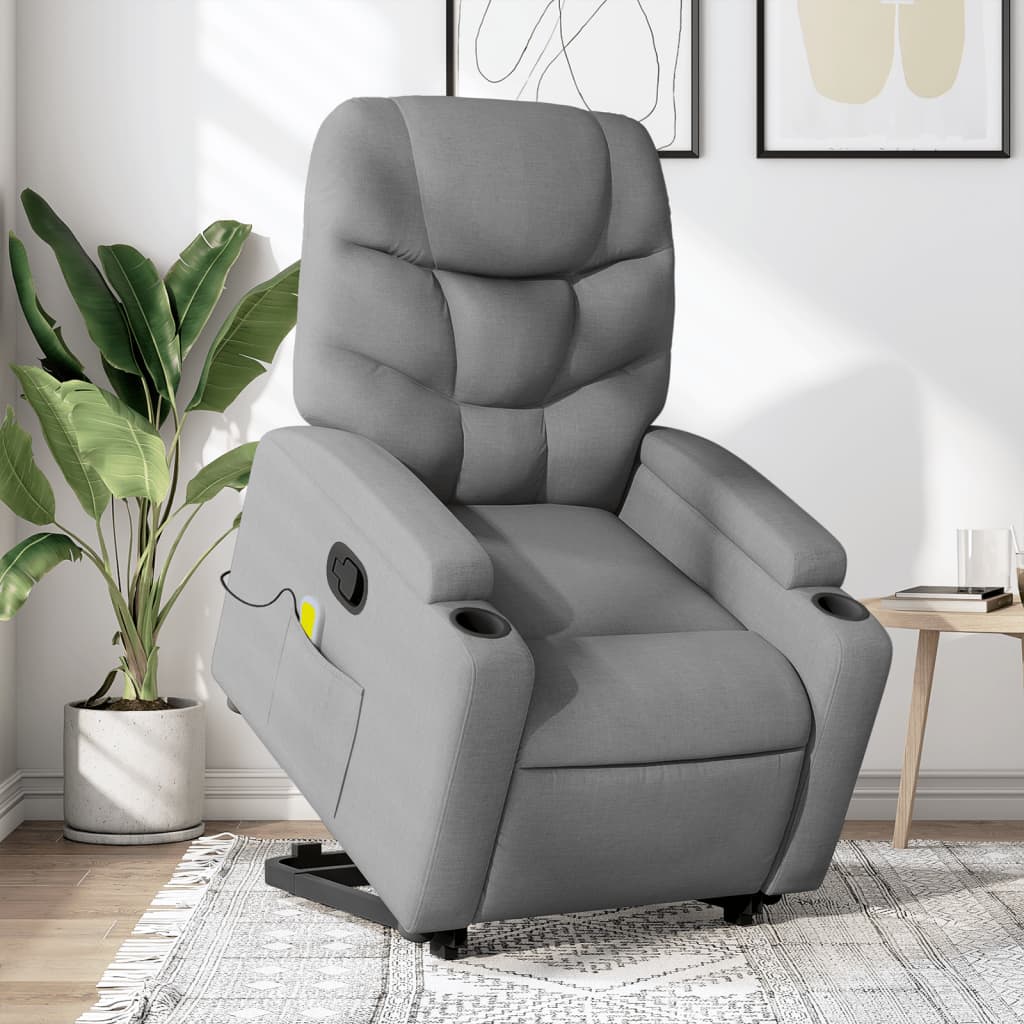 Sta-op-massagestoel verstelbaar stof lichtgrijs is nu te koop bij PeponiXL, paradijselijk wonen!