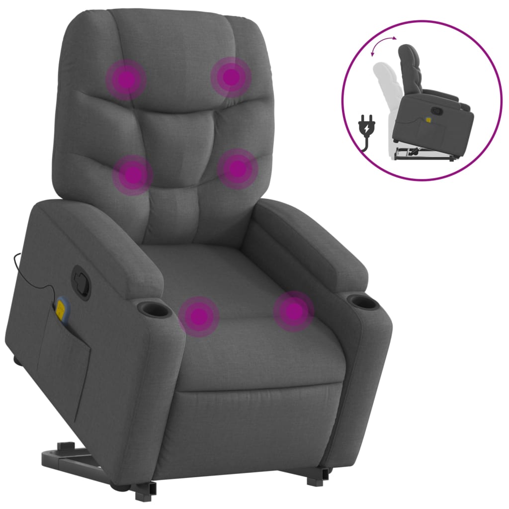 Sta-op-massagestoel verstelbaar stof donkergrijs is nu te koop bij PeponiXL, paradijselijk wonen!