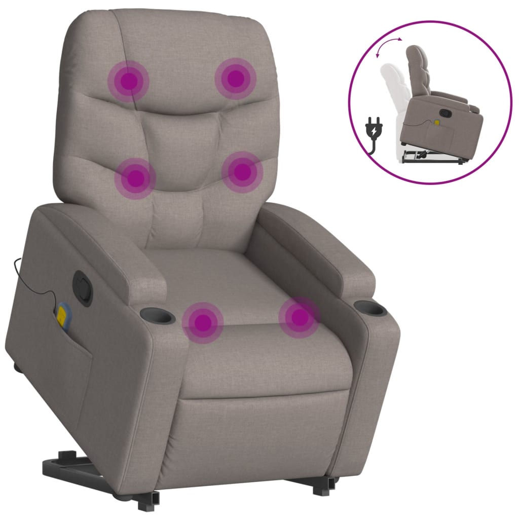 Sta-op-massagestoel verstelbaar stof taupe is nu te koop bij PeponiXL, paradijselijk wonen!