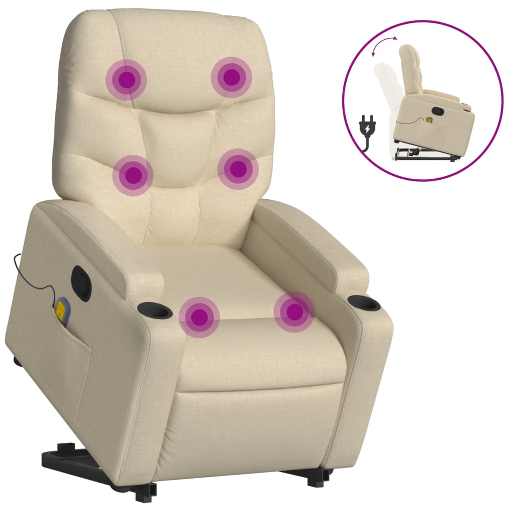 Sta-op-massagestoel verstelbaar stof crèmekleurig is nu te koop bij PeponiXL, paradijselijk wonen!