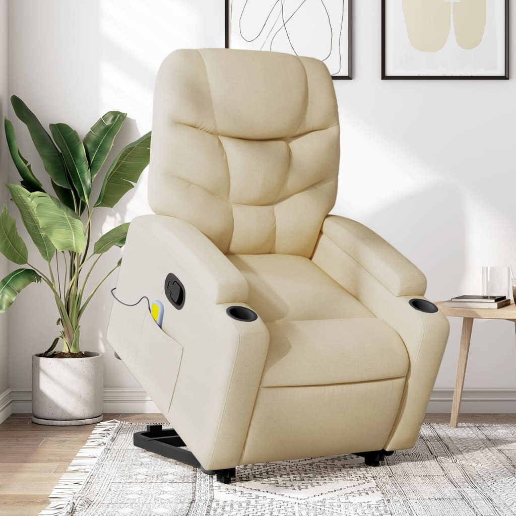 Sta-op-massagestoel verstelbaar stof crèmekleurig is nu te koop bij PeponiXL, paradijselijk wonen!