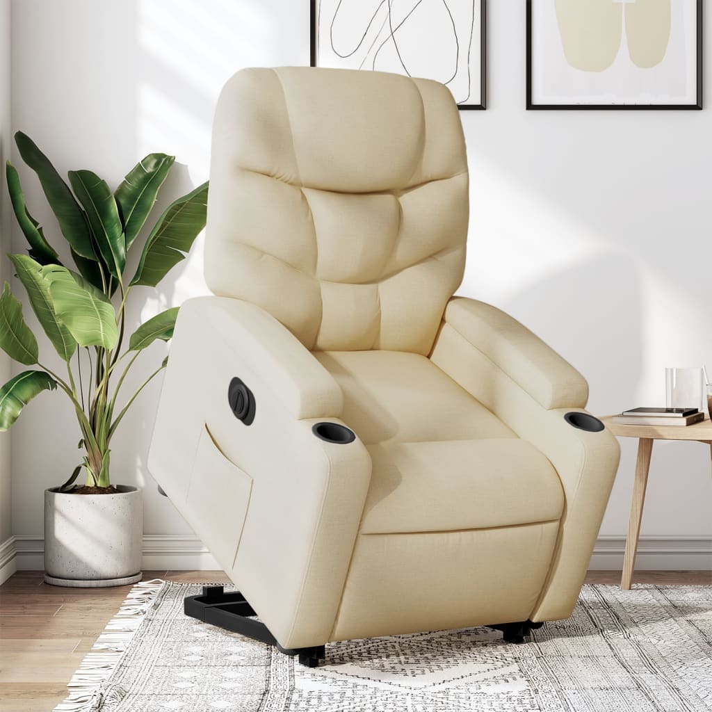 Sta-op-stoel elektrisch verstelbaar stof crèmekleurig is nu te koop bij PeponiXL, paradijselijk wonen!