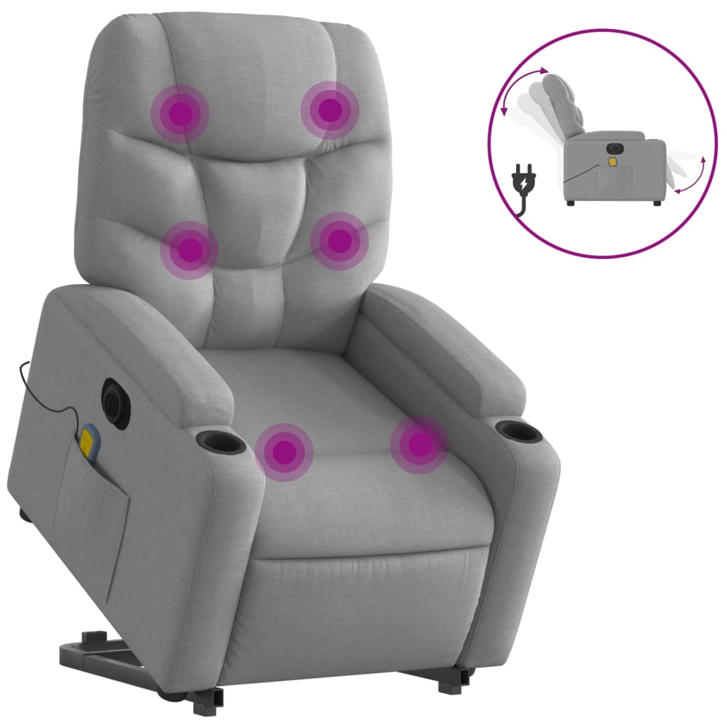 Sta-op-massagestoel elektrisch verstelbaar stof lichtgrijs is nu te koop bij PeponiXL, paradijselijk wonen!
