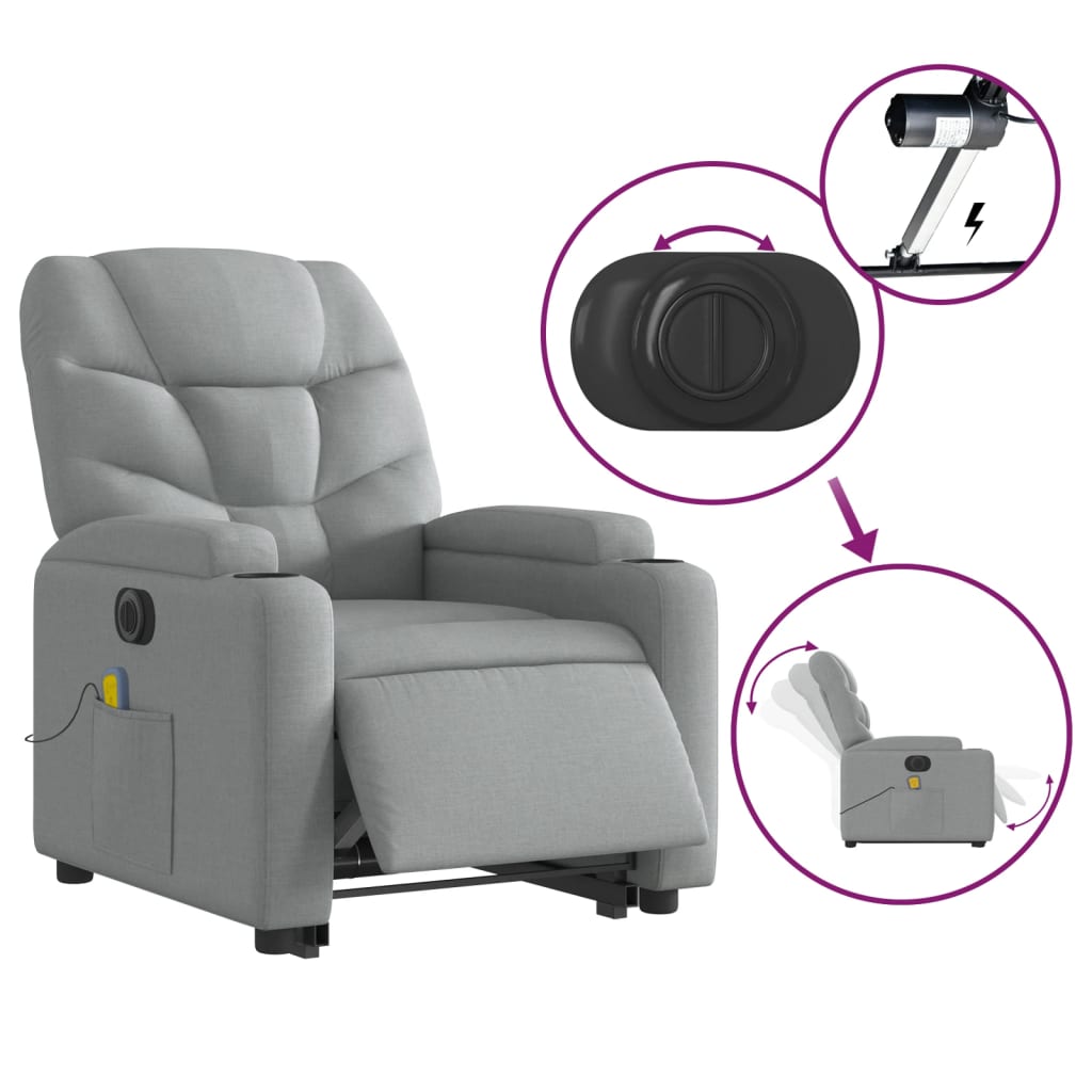 Sta-op-massagestoel elektrisch verstelbaar stof lichtgrijs is nu te koop bij PeponiXL, paradijselijk wonen!