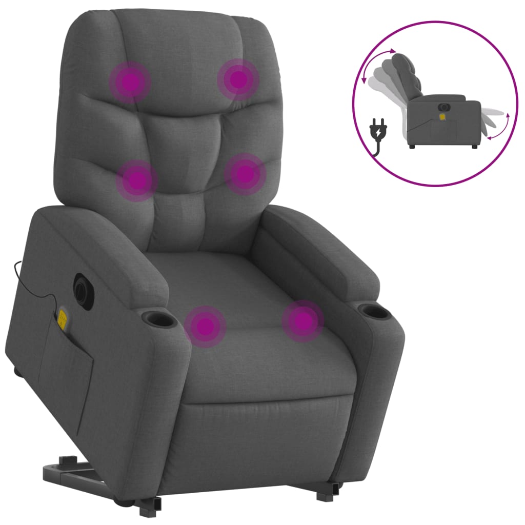 Sta-op-massagestoel elektrisch verstelbaar stof donkergrijs is nu te koop bij PeponiXL, paradijselijk wonen!