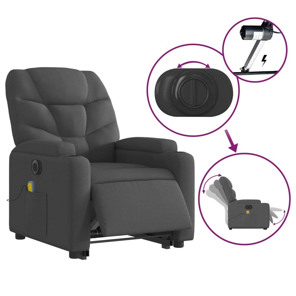 Sta-op-massagestoel elektrisch verstelbaar stof donkergrijs is nu te koop bij PeponiXL, paradijselijk wonen!