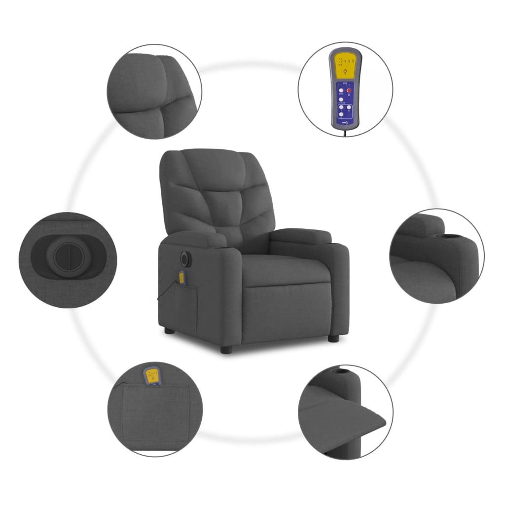 Sta-op-massagestoel elektrisch verstelbaar stof donkergrijs is nu te koop bij PeponiXL, paradijselijk wonen!