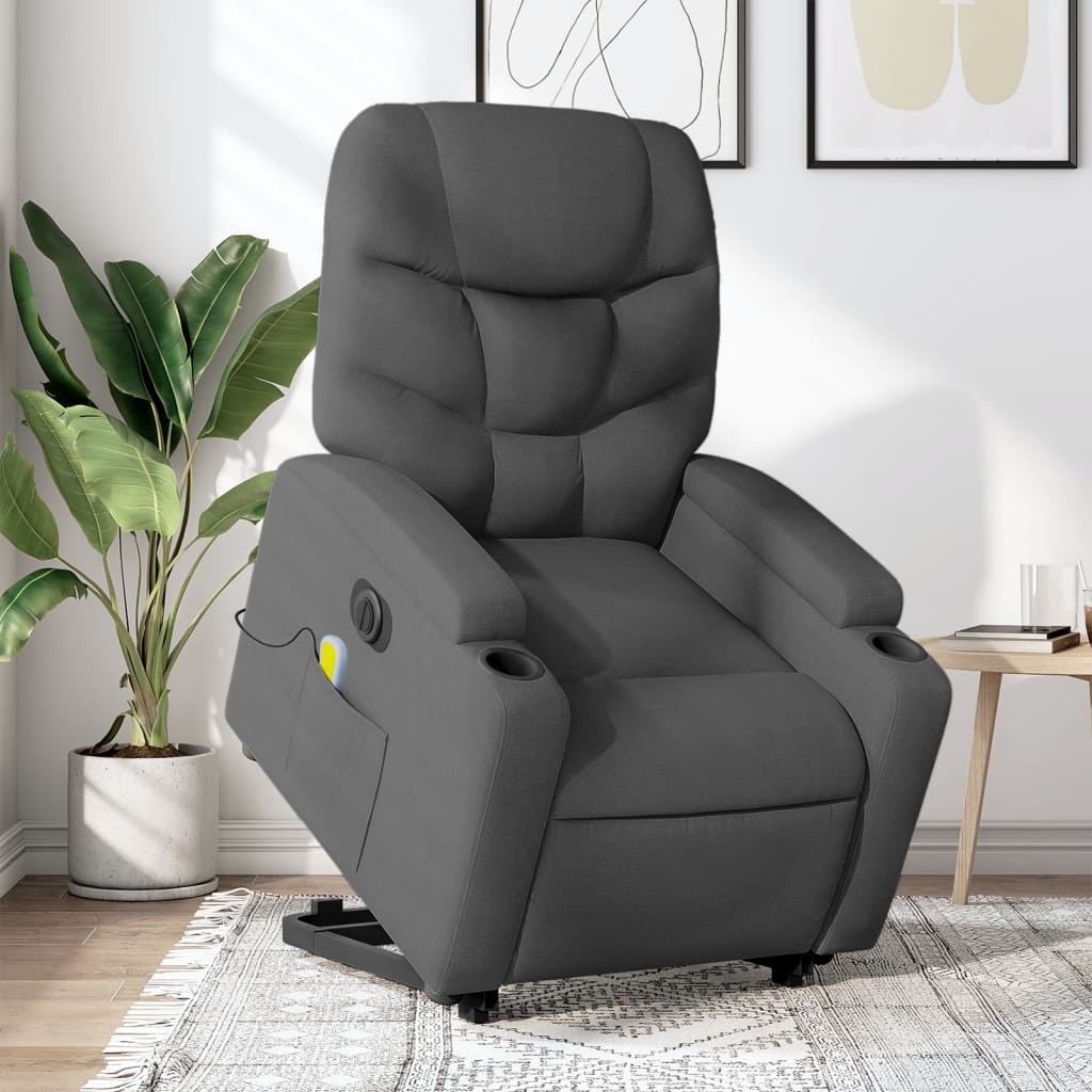 Sta-op-massagestoel elektrisch verstelbaar stof donkergrijs is nu te koop bij PeponiXL, paradijselijk wonen!