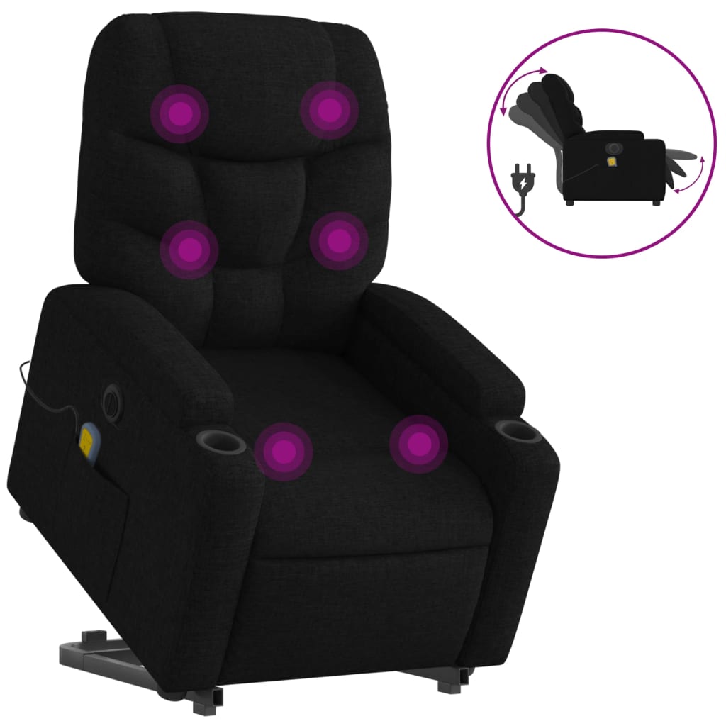 Sta-op-massagestoel elektrisch verstelbaar stof zwart is nu te koop bij PeponiXL, paradijselijk wonen!