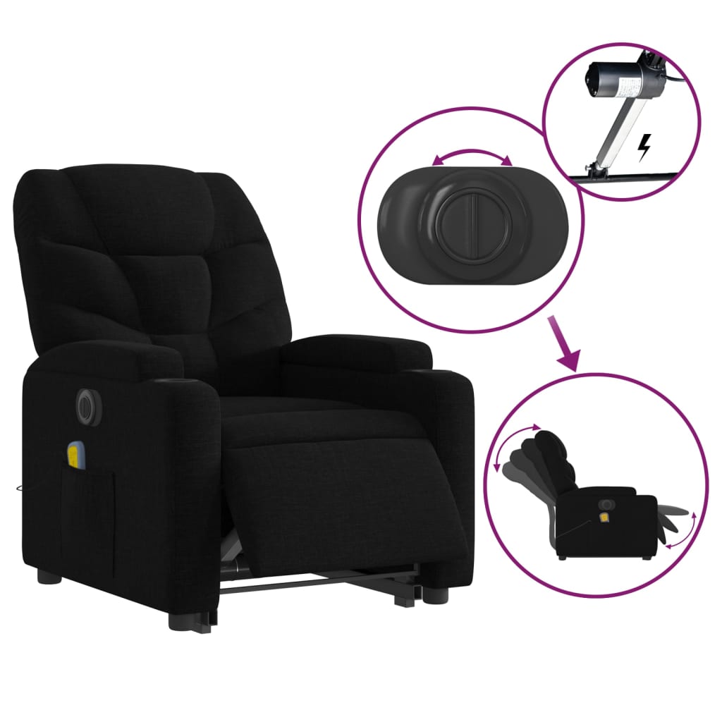 Sta-op-massagestoel elektrisch verstelbaar stof zwart is nu te koop bij PeponiXL, paradijselijk wonen!