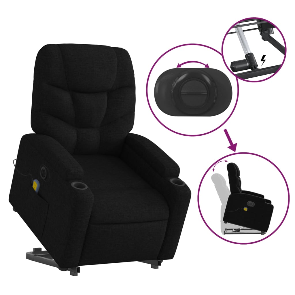 Sta-op-massagestoel elektrisch verstelbaar stof zwart is nu te koop bij PeponiXL, paradijselijk wonen!