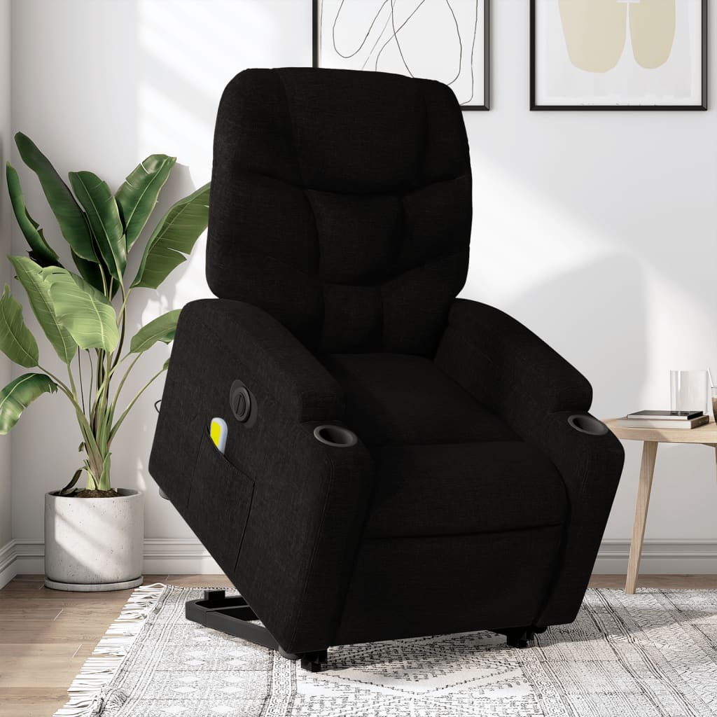 Sta-op-massagestoel elektrisch verstelbaar stof zwart is nu te koop bij PeponiXL, paradijselijk wonen!