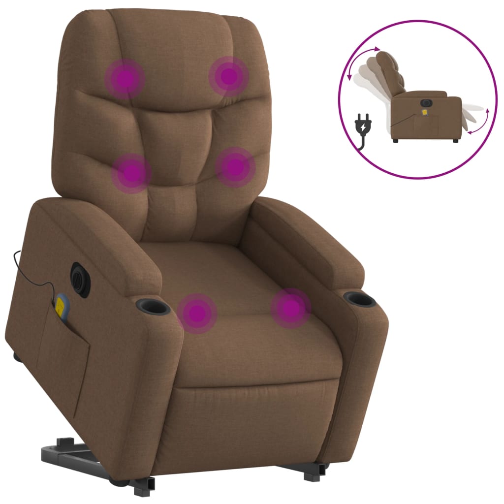Sta-op-massagestoel elektrisch verstelbaar stof bruin is nu te koop bij PeponiXL, paradijselijk wonen!