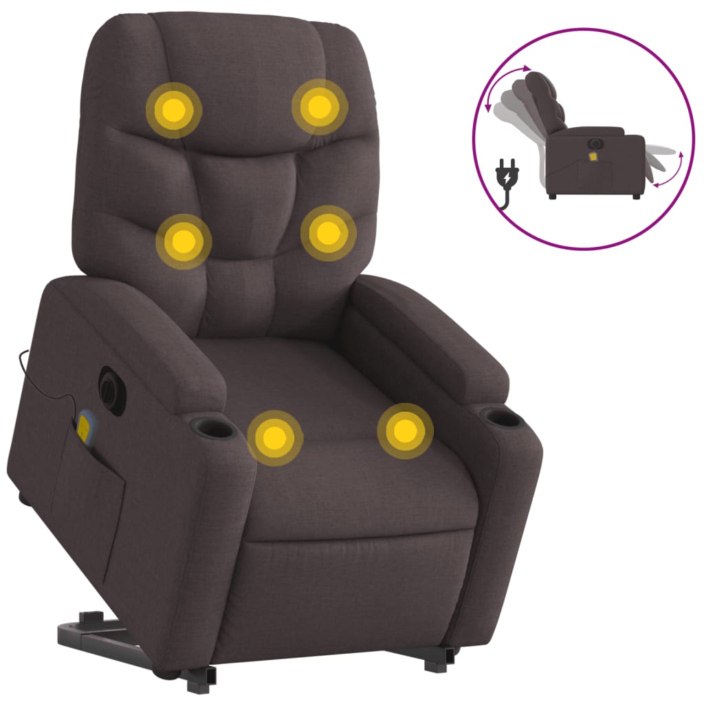 Sta-op-massagestoel elektrisch verstelbaar stof donkerbruin is nu te koop bij PeponiXL, paradijselijk wonen!