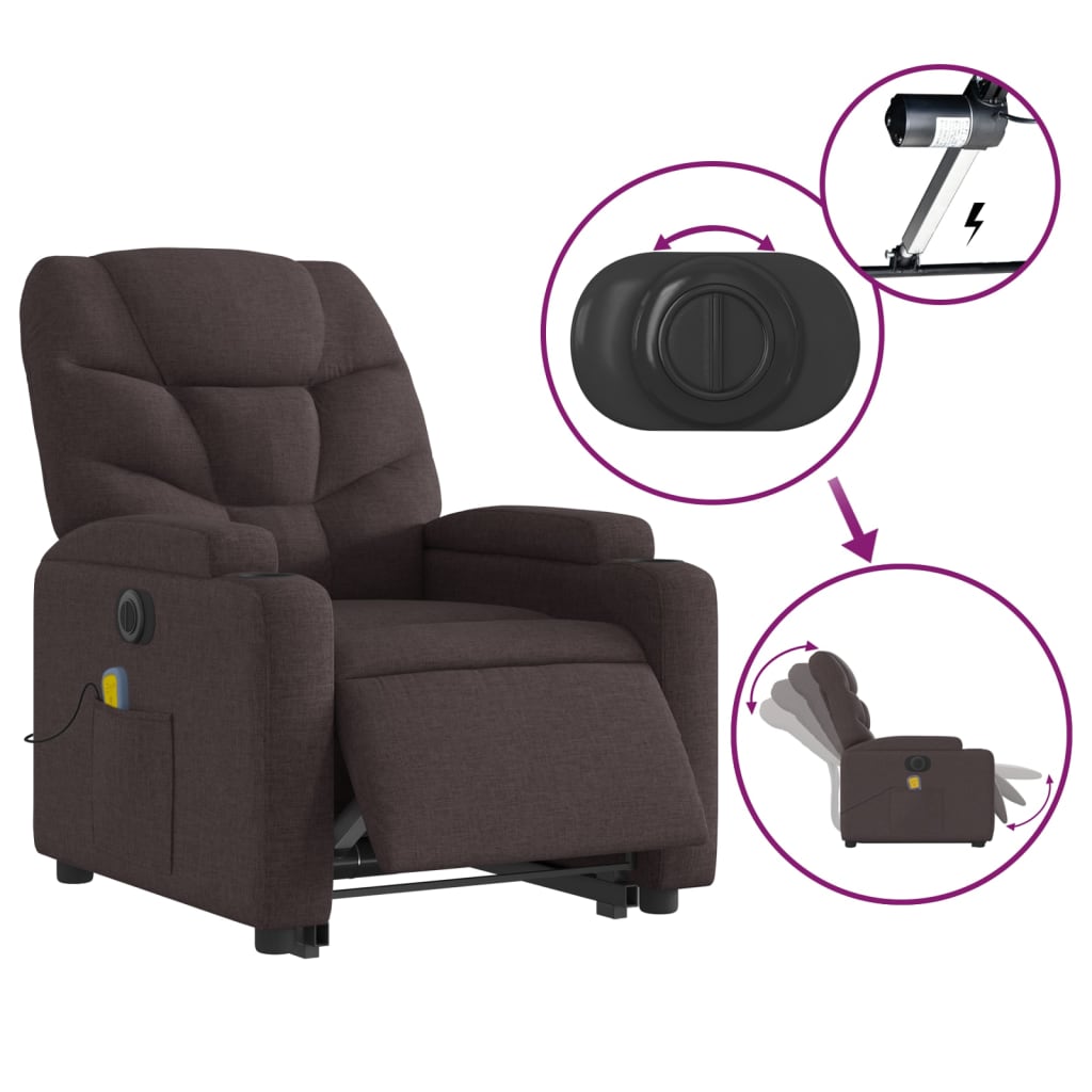 Sta-op-massagestoel elektrisch verstelbaar stof donkerbruin is nu te koop bij PeponiXL, paradijselijk wonen!