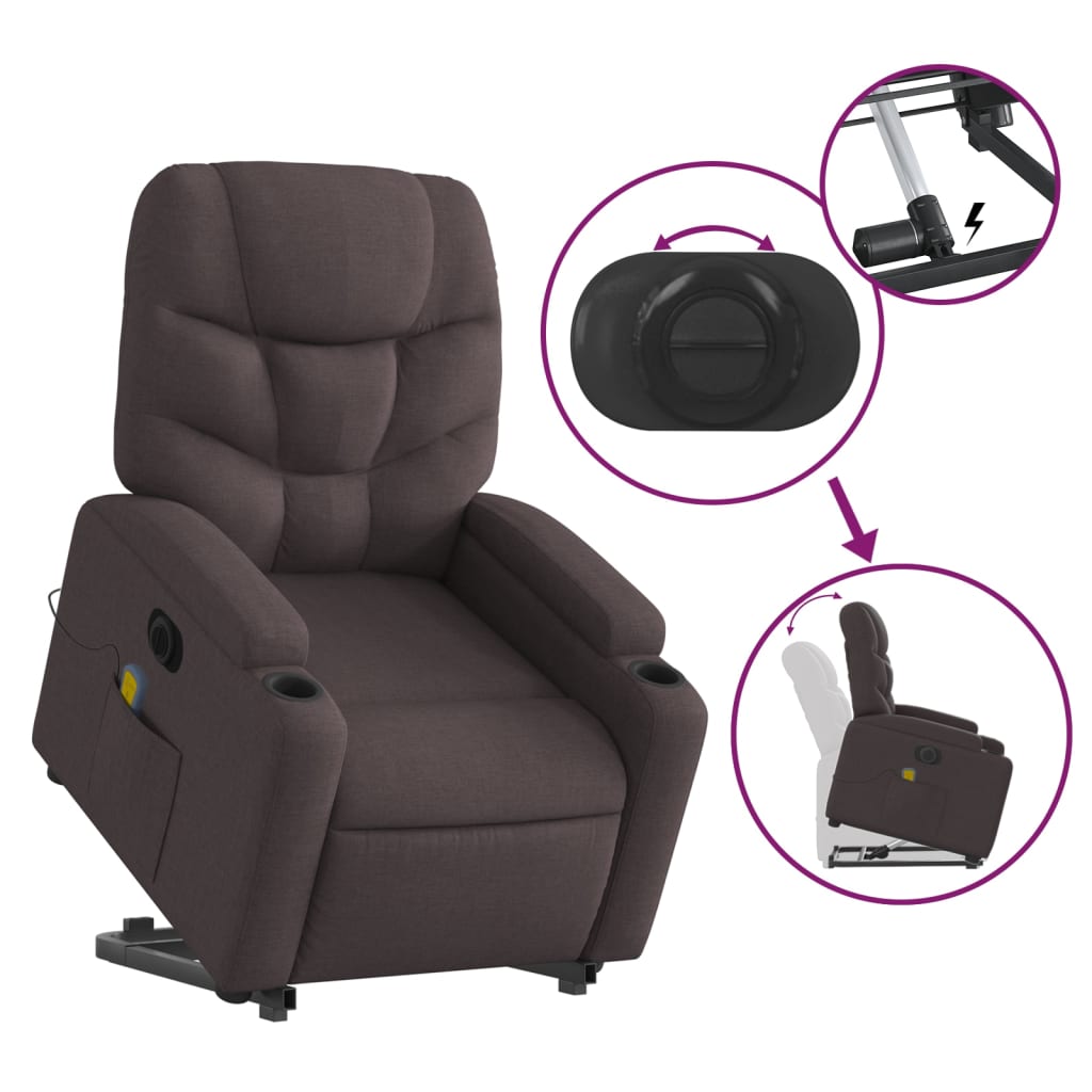Sta-op-massagestoel elektrisch verstelbaar stof donkerbruin is nu te koop bij PeponiXL, paradijselijk wonen!