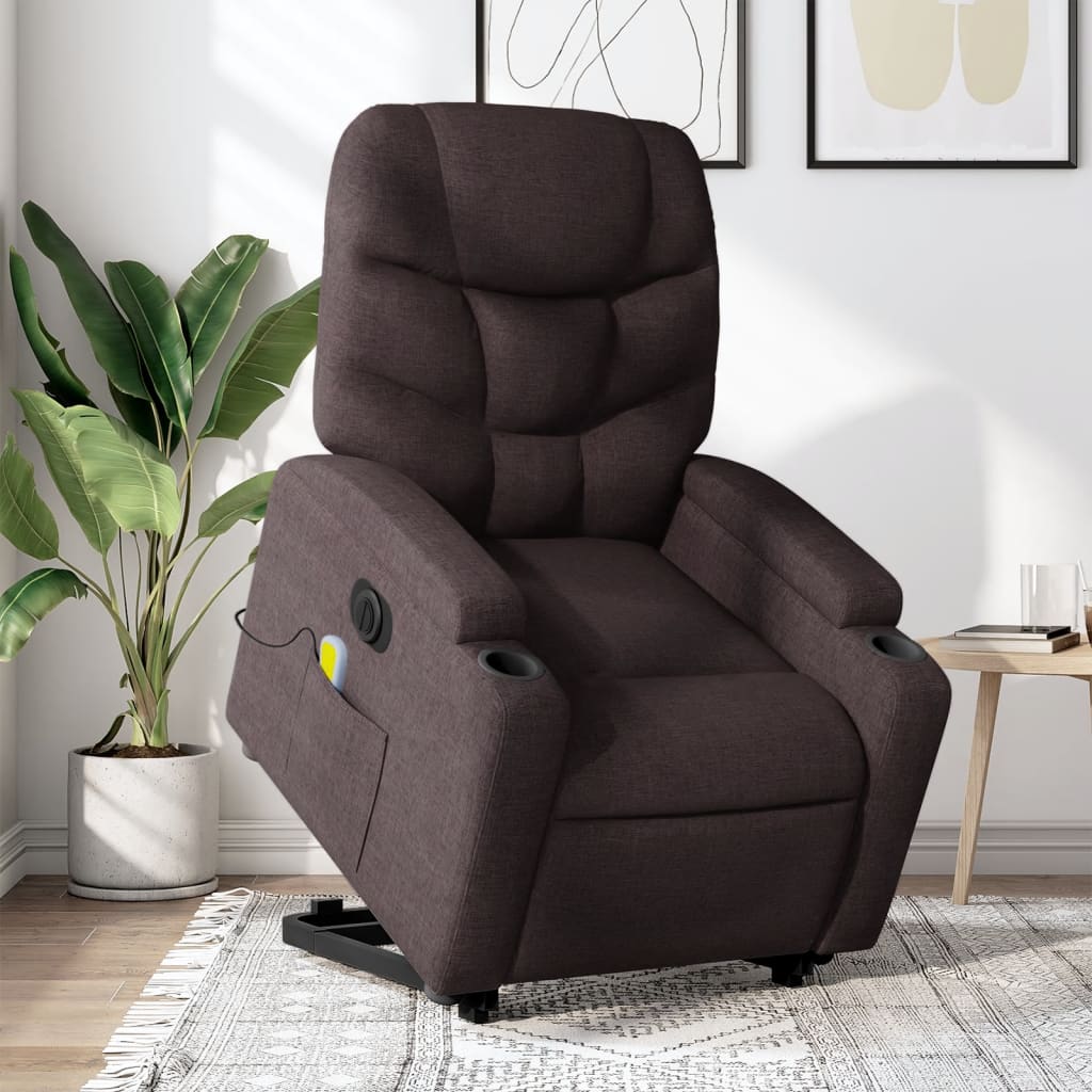 Sta-op-massagestoel elektrisch verstelbaar stof donkerbruin is nu te koop bij PeponiXL, paradijselijk wonen!