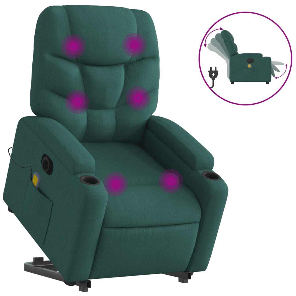 Sta-op-massagestoel elektrisch verstelbaar stof donkergroen is nu te koop bij PeponiXL, paradijselijk wonen!