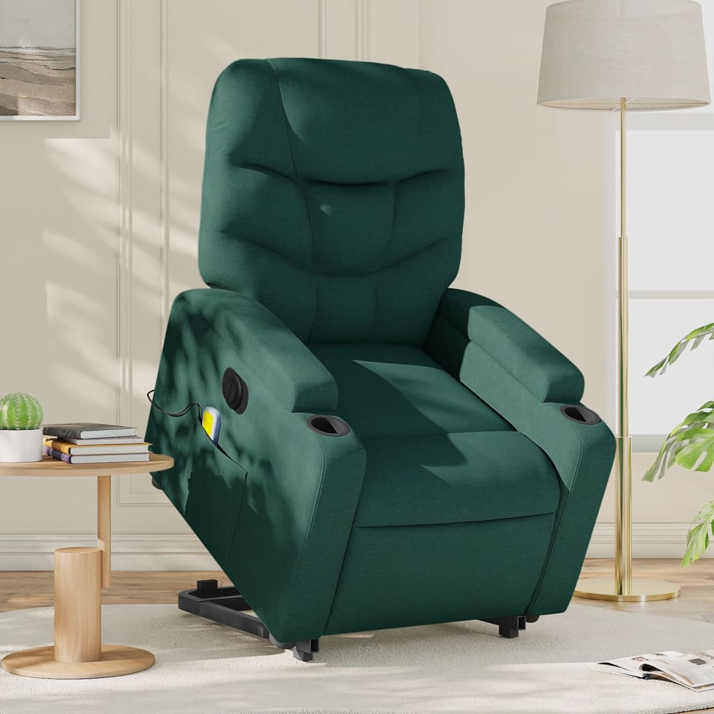 Sta-op-massagestoel elektrisch verstelbaar stof donkergroen is nu te koop bij PeponiXL, paradijselijk wonen!