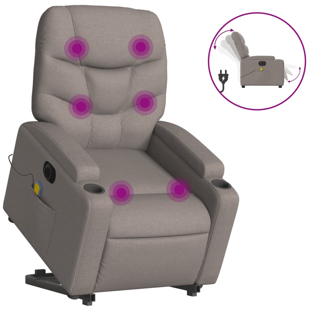Sta-op-massagestoel elektrisch verstelbaar stof taupe is nu te koop bij PeponiXL, paradijselijk wonen!