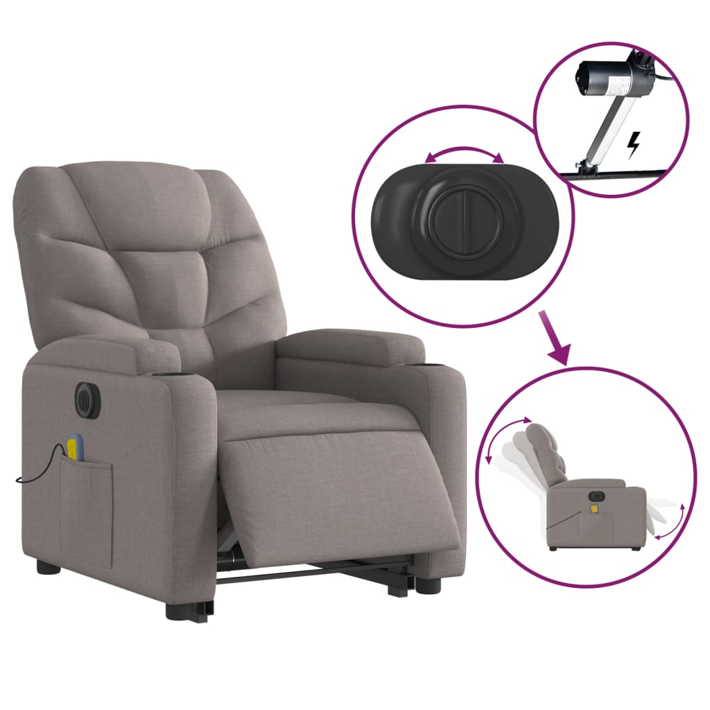 Sta-op-massagestoel elektrisch verstelbaar stof taupe is nu te koop bij PeponiXL, paradijselijk wonen!