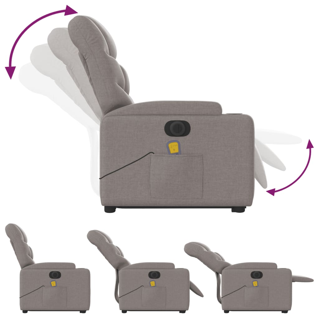 Sta-op-massagestoel elektrisch verstelbaar stof taupe is nu te koop bij PeponiXL, paradijselijk wonen!