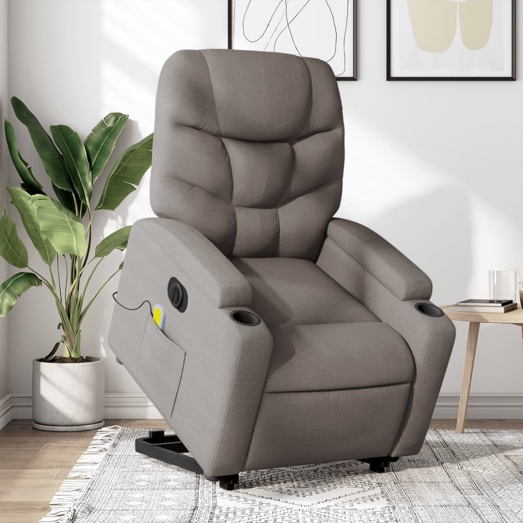 Sta-op-massagestoel elektrisch verstelbaar stof taupe is nu te koop bij PeponiXL, paradijselijk wonen!