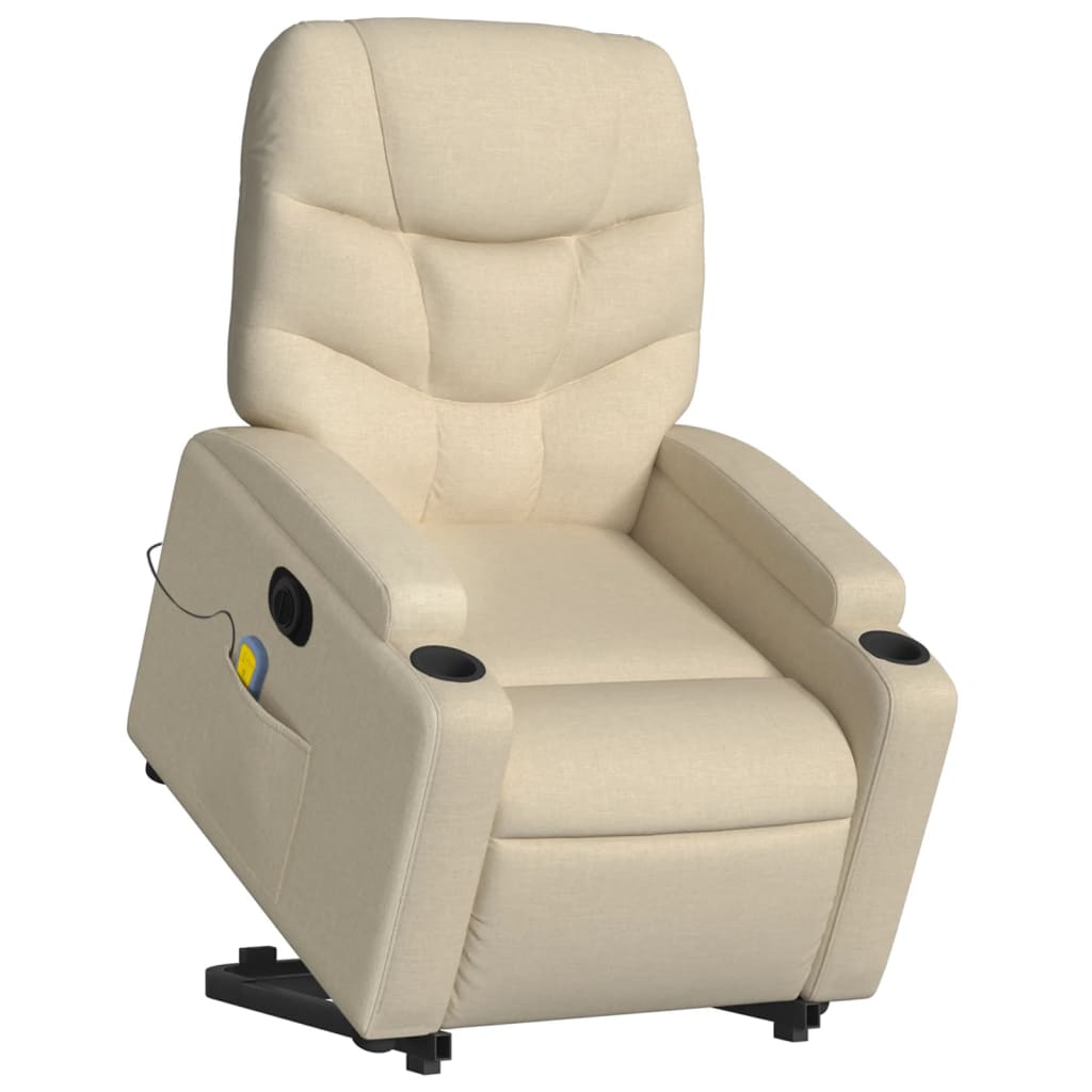 Sta-op-massagestoel elektrisch verstelbaar stof crèmekleurig is nu te koop bij PeponiXL, paradijselijk wonen!