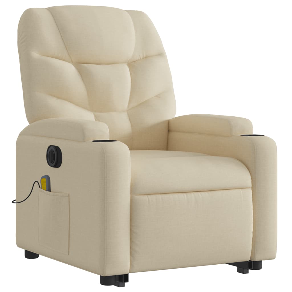 Sta-op-massagestoel elektrisch verstelbaar stof crèmekleurig is nu te koop bij PeponiXL, paradijselijk wonen!