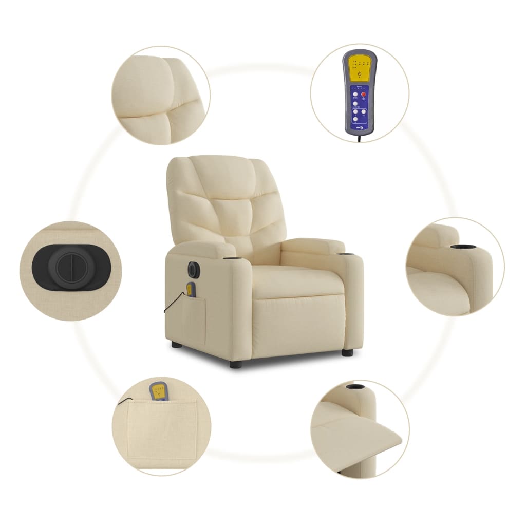 Sta-op-massagestoel elektrisch verstelbaar stof crèmekleurig is nu te koop bij PeponiXL, paradijselijk wonen!