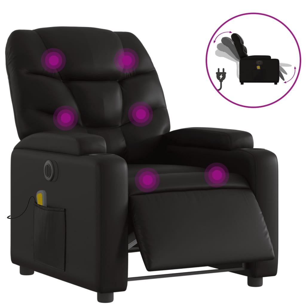 Massagestoel verstelbaar elektrisch kunstleer zwart is nu te koop bij PeponiXL, paradijselijk wonen!