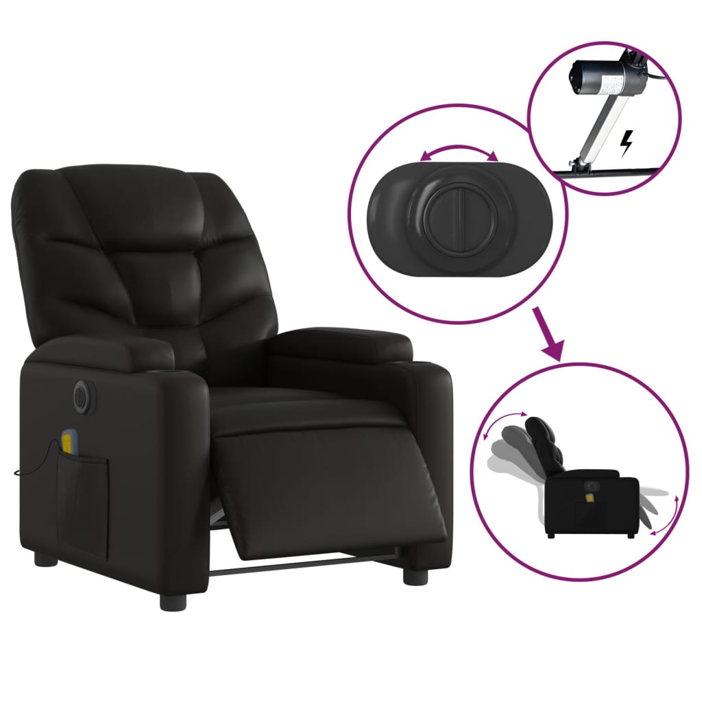 Massagestoel verstelbaar elektrisch kunstleer zwart is nu te koop bij PeponiXL, paradijselijk wonen!