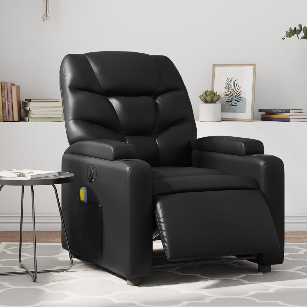 Massagestoel verstelbaar elektrisch kunstleer zwart is nu te koop bij PeponiXL, paradijselijk wonen!