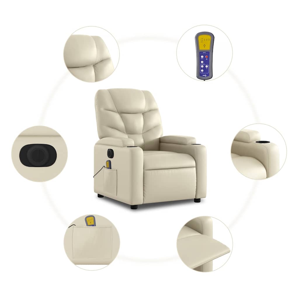 Massagestoel verstelbaar elektrisch kunstleer crèmekleurig is nu te koop bij PeponiXL, paradijselijk wonen!