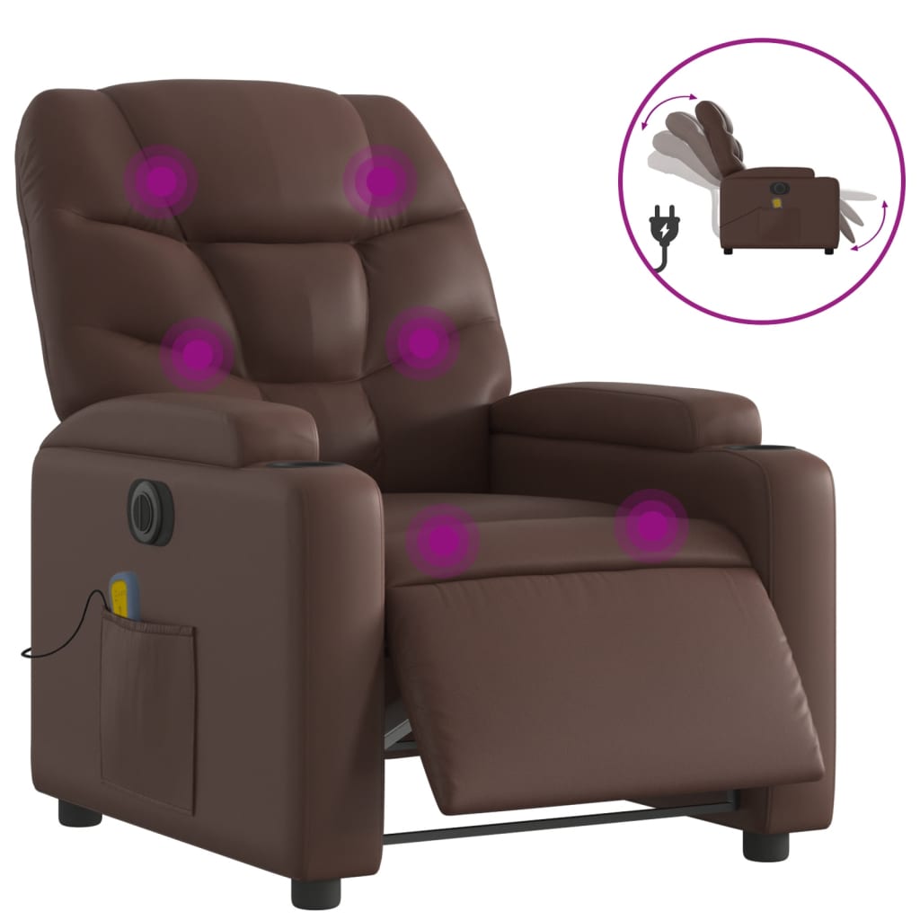 Massagestoel verstelbaar elektrisch kunstleer bruin is nu te koop bij PeponiXL, paradijselijk wonen!